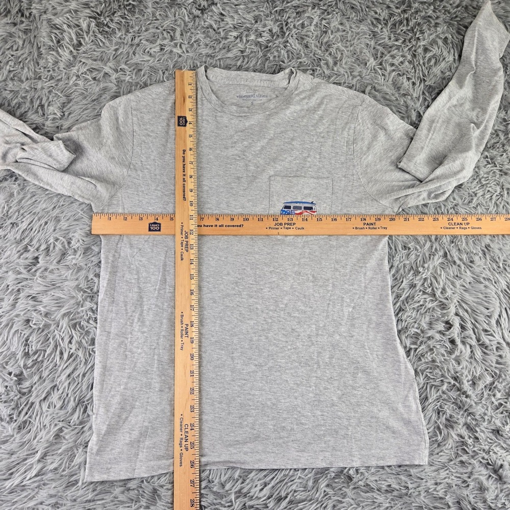 Vineyard Vines Mens S Gray USA Flag Surf Van Graphic Long Sleeve Pocket T-Shirt - Picture 2 of 5